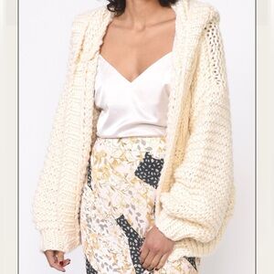 Greylin Anthropologie Chunky Knit Open Cardigan Sweater Ivory